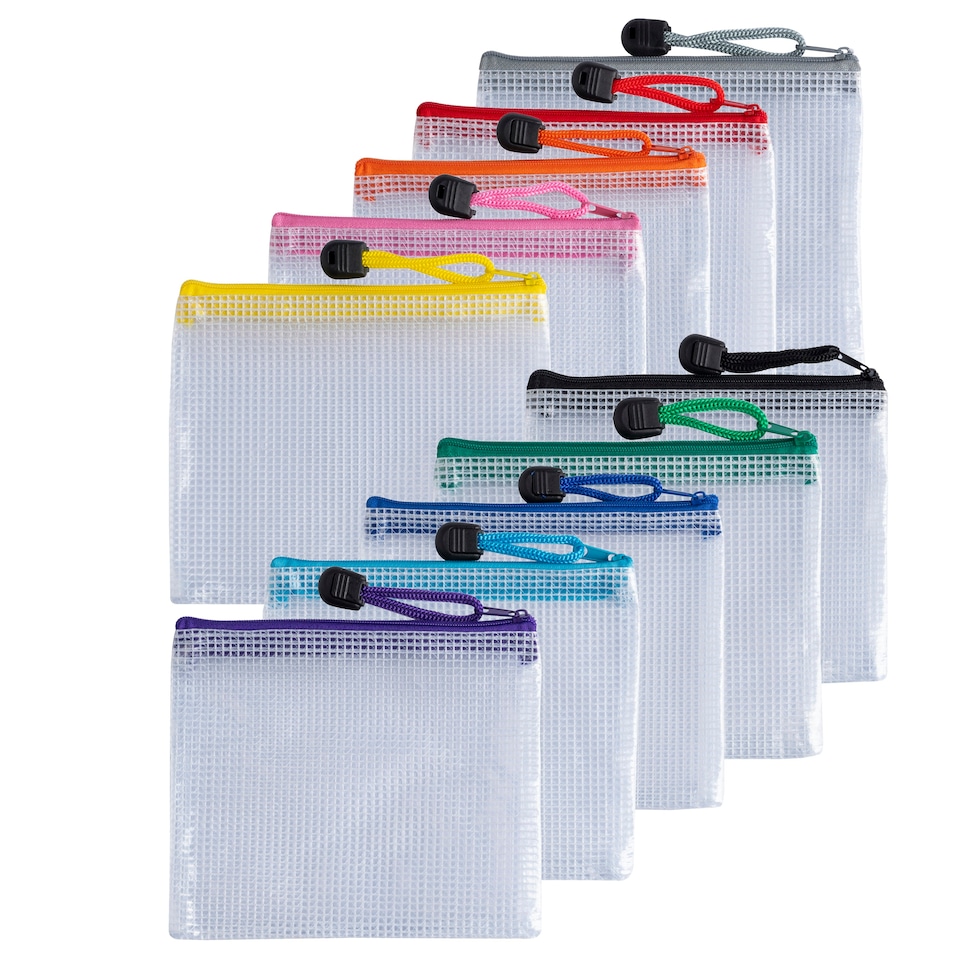 image 1 of Pack of 12 A6 Grey PVC Mesh Zip Bags