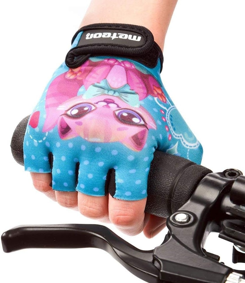 image 1 of Meteor Kids Bike Gloves – Breathable, Non-Slip, Padded for Comfort & Safety | Blue | Kitty | M