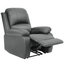 Faux Leather Reclining Arm Chair In Dark Grey