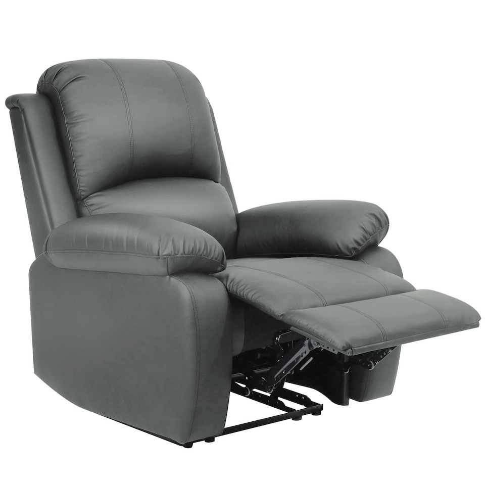 image 1 of Faux Leather Reclining Arm Chair In Dark Grey