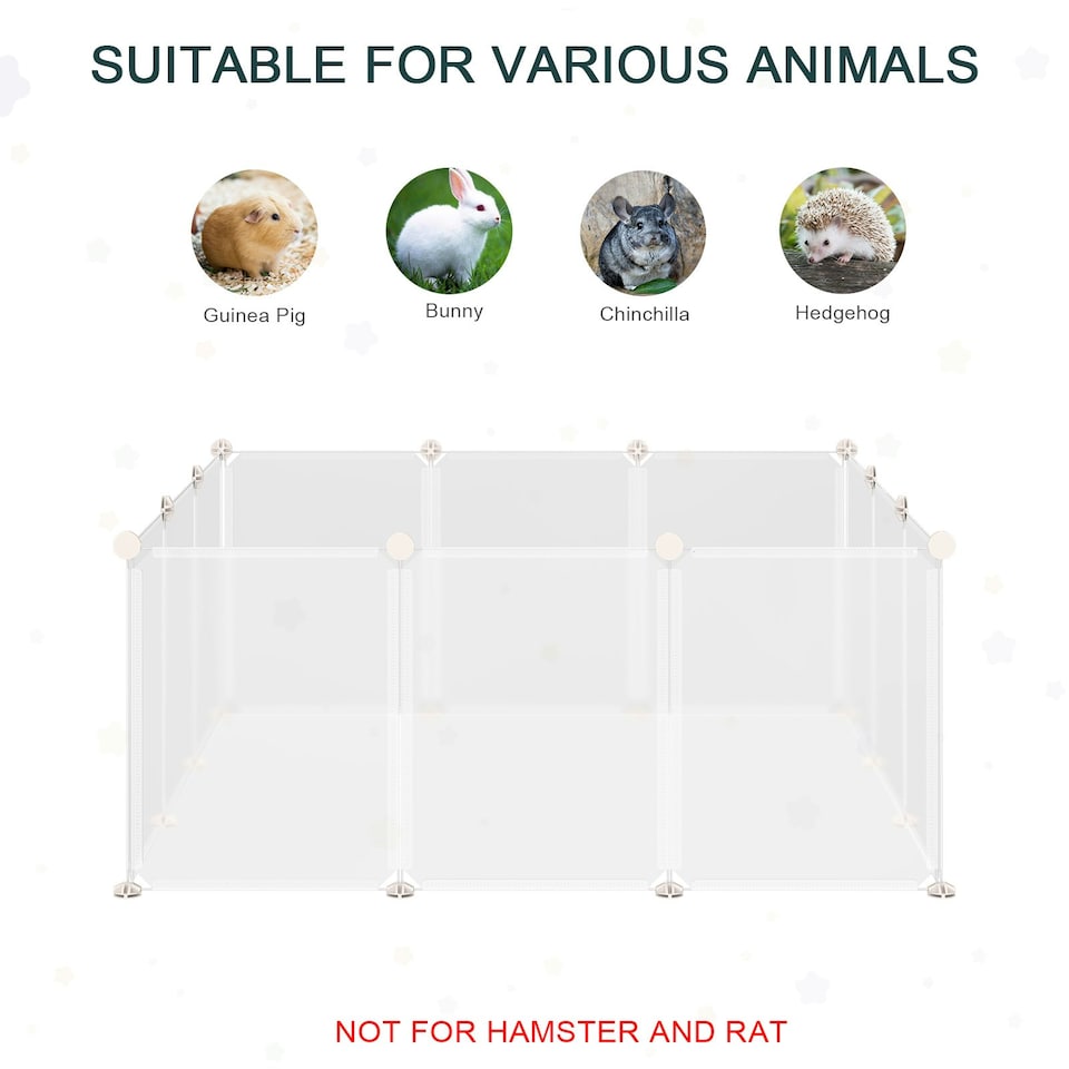 image 1 of PawHut Pet Playpen DIY Small Animal Cage 12 Panels for Hedgehog Bunny Chinchilla