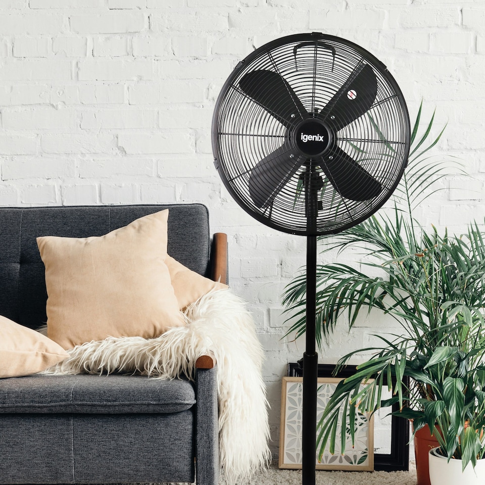 image 1 of Igenix DF1660BL Pedestal Fan, 16 Inch, Oscillating, 3 Speeds