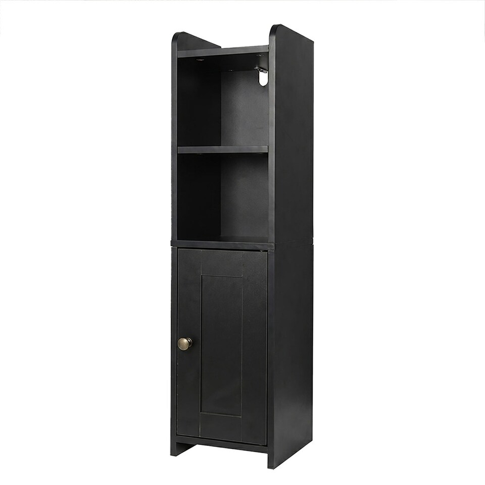 image 1 of Levede Bathroom Cabinet Slim Corner Storage Adjustable Shelves PB MDF Black