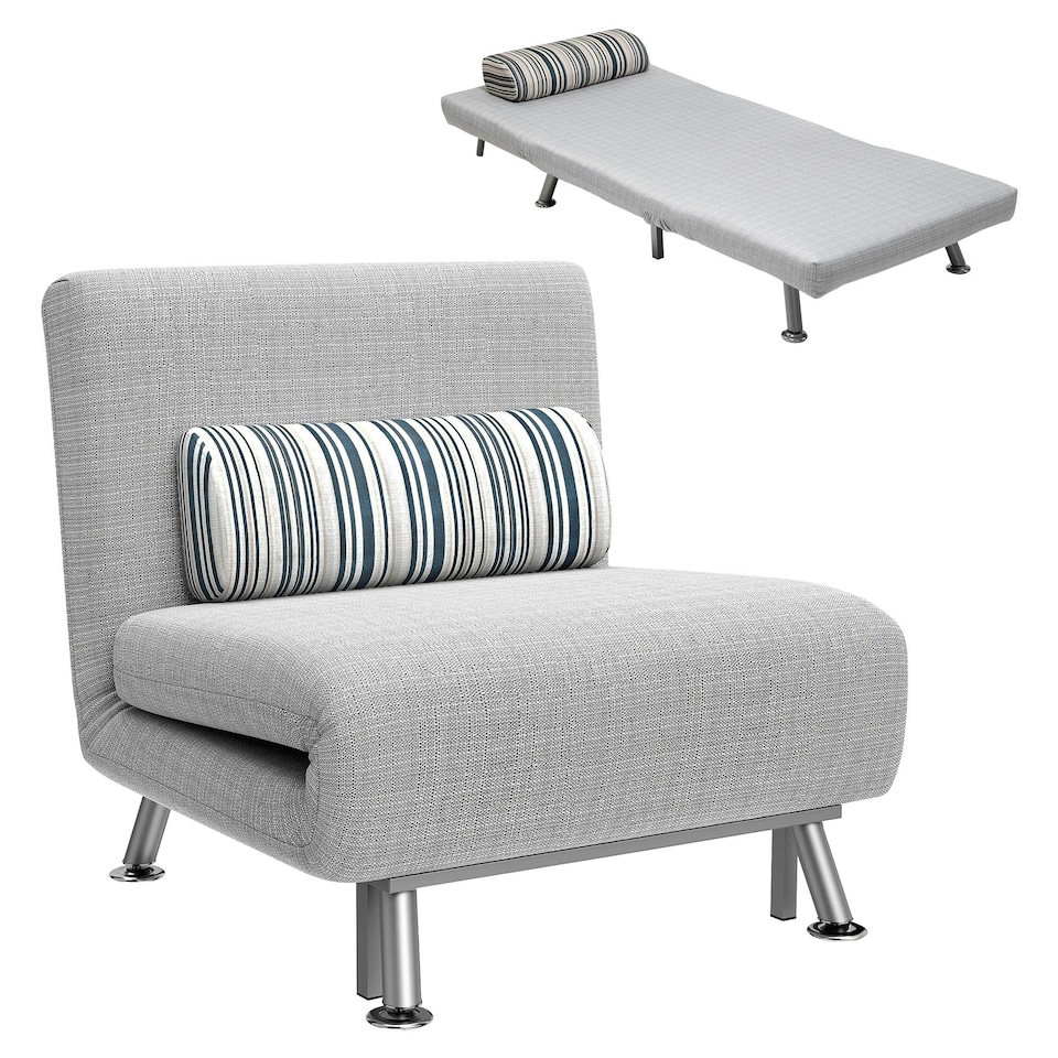 image 1 of HOMCOM Single Folding 5 Position Convertible Sleeper Chair Sofa Bed