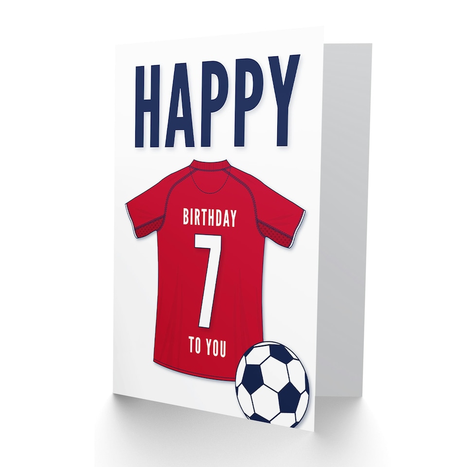 image 1 of Football Strip Kit Dark Red Jersey Age 7 Year Old Child Kids 7th Birthday Card