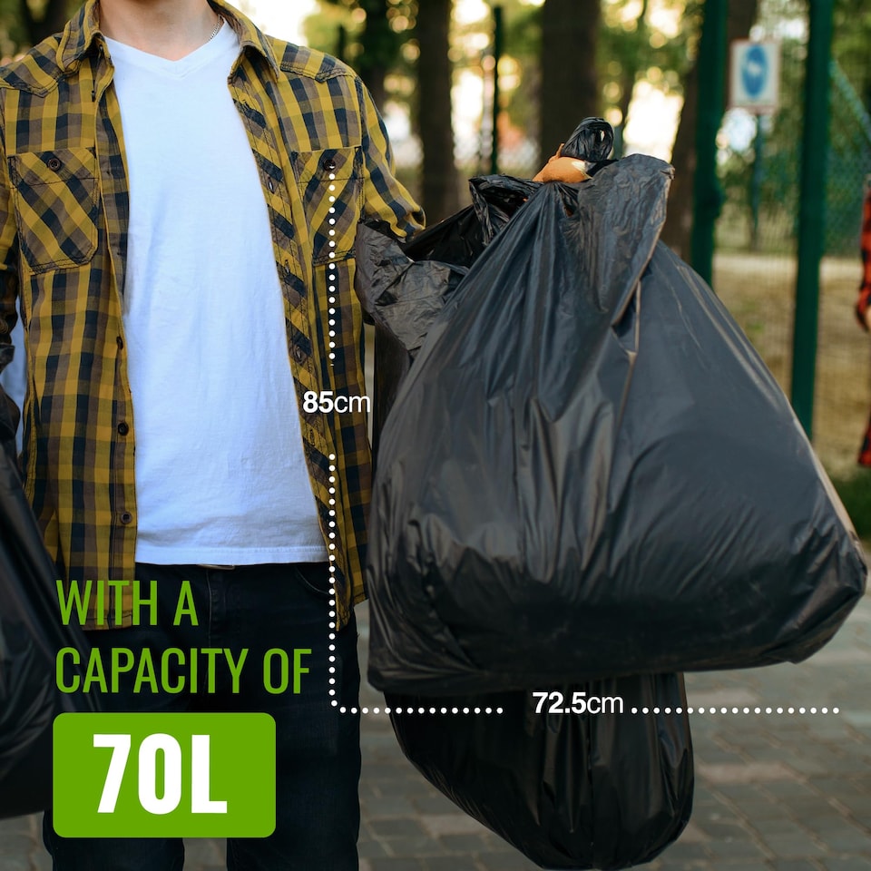 image 1 of Ecobag 70L Extra Strong Heavy Duty Refuse Sacks Leak Resistant Bin Bags