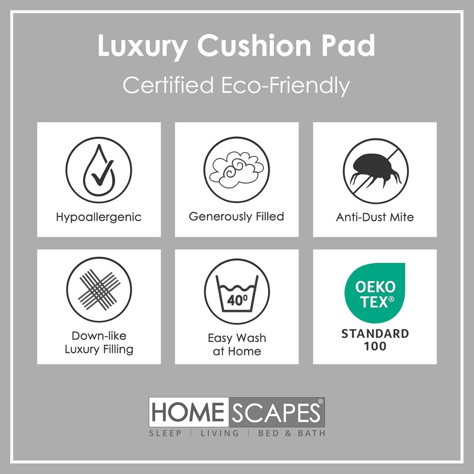 image 1 of Homescapes Luxury Super Microfibre Cushion Pad Insert Inner 80 x 80 cm (32 x 32") | White