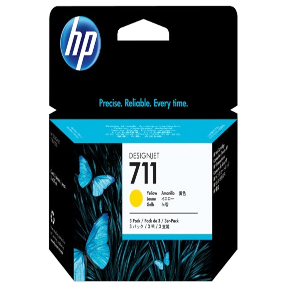 HP 711 Yellow Standard Capacity Ink Cartridge Multipack 3 x 29 ml (Pack 3) - CZ136A N/A