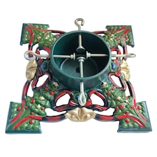 Holly International Cast Iron Christmas Tree Stand for Real Trees up to 8ft - Trees & Bells