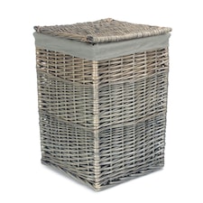 Small Antique Wash Square Laundry Basket with Grey Sage Lining | Grey | Grey