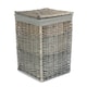 image 1 of Small Antique Wash Square Laundry Basket with Grey Sage Lining | Grey | Grey
