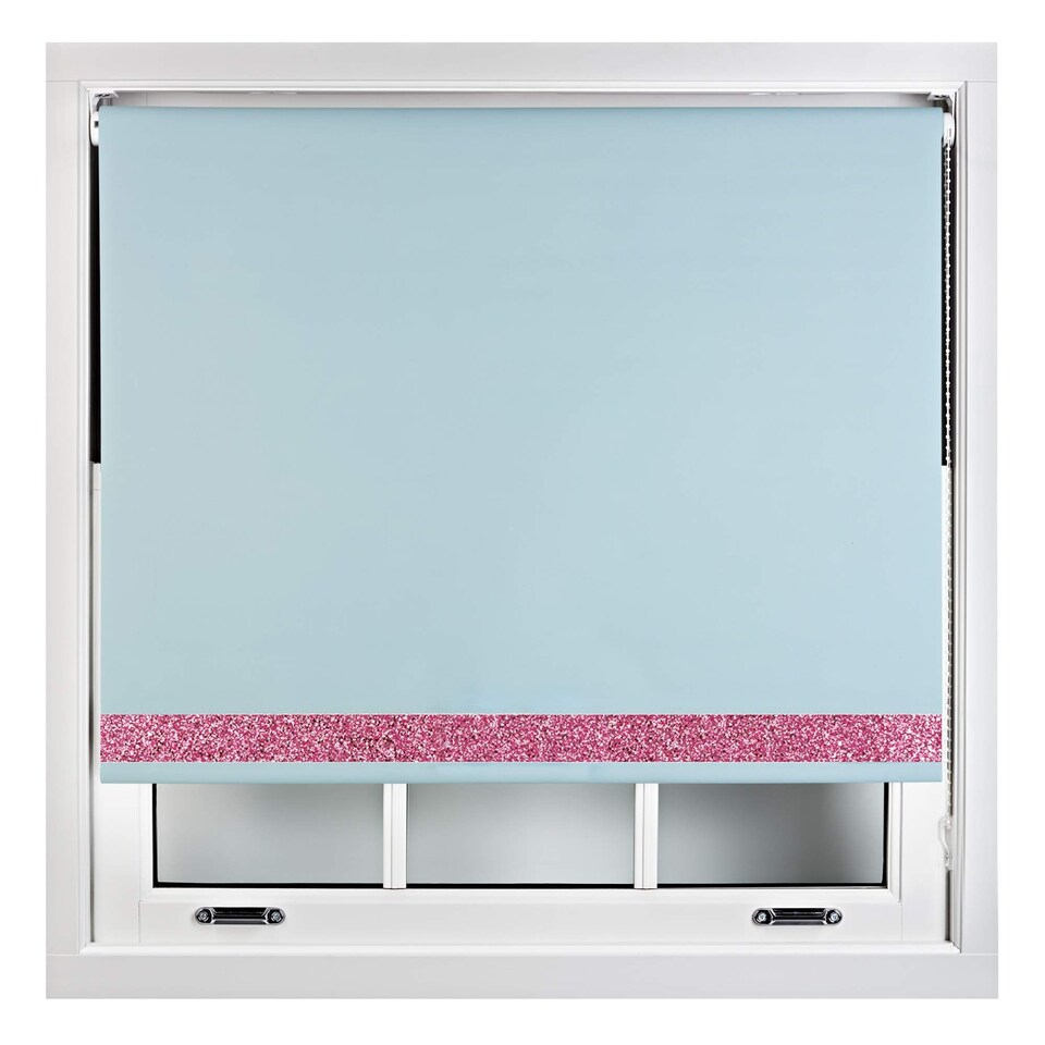 image 1 of FURNISHED Thermal Blackout Roller Blinds with Glitter Edge - (W)180cm x (L)165cm | Blue | Duck Egg Blue | (W) 180cm x (L) 165cm