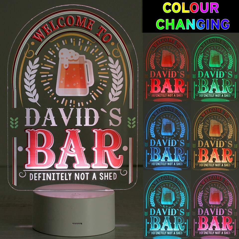 image 1 of Personalised LED Colour Changing Bar Sign
