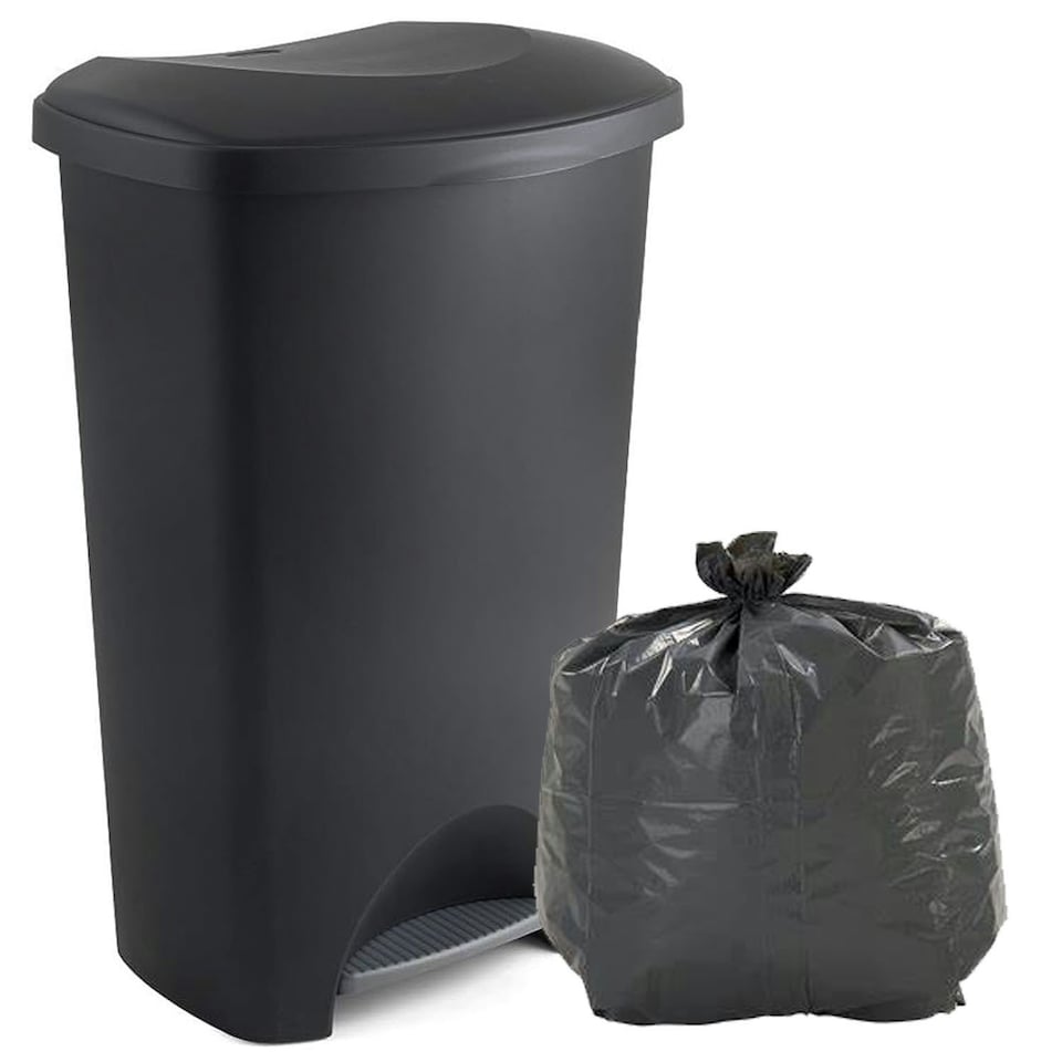image 1 of 1 x Soft Closing 50 Litre Waste Rubbish Black Airtight Pedal Bin For Home & Office | Black