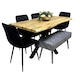 image 1 of Dining Set Of 6 Dining Table Set with 4 black Velvet Chairs And 1 Grey Bench Dining Room Furniture