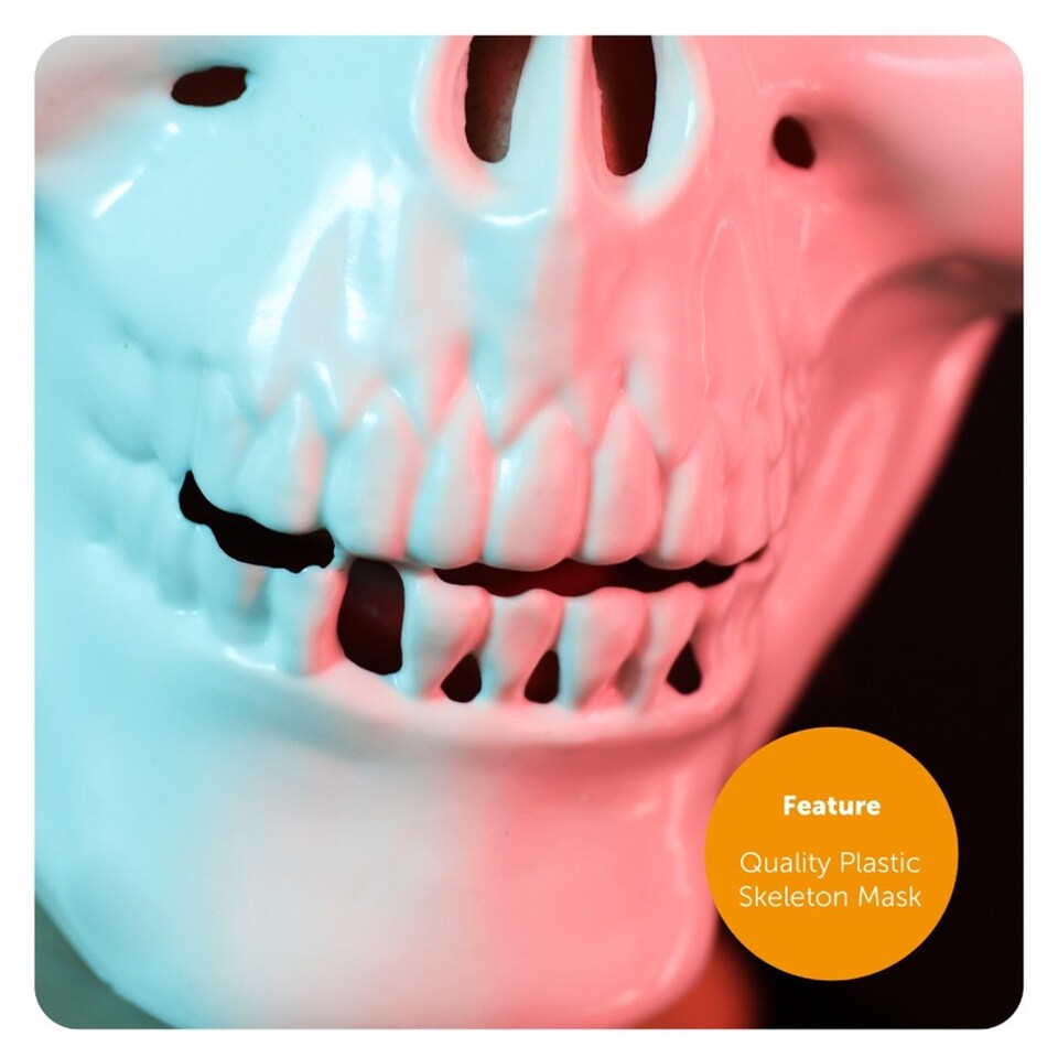 image 1 of Skeleton Costume - with Mask & Top Hat | Multi | XL