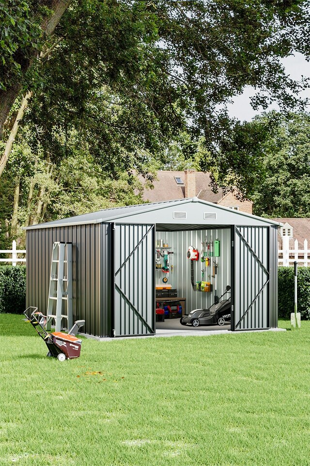 image 1 of Living and Home Metal Storage Shed with Lockable Door - 317.6 x 364 x 203.6cm