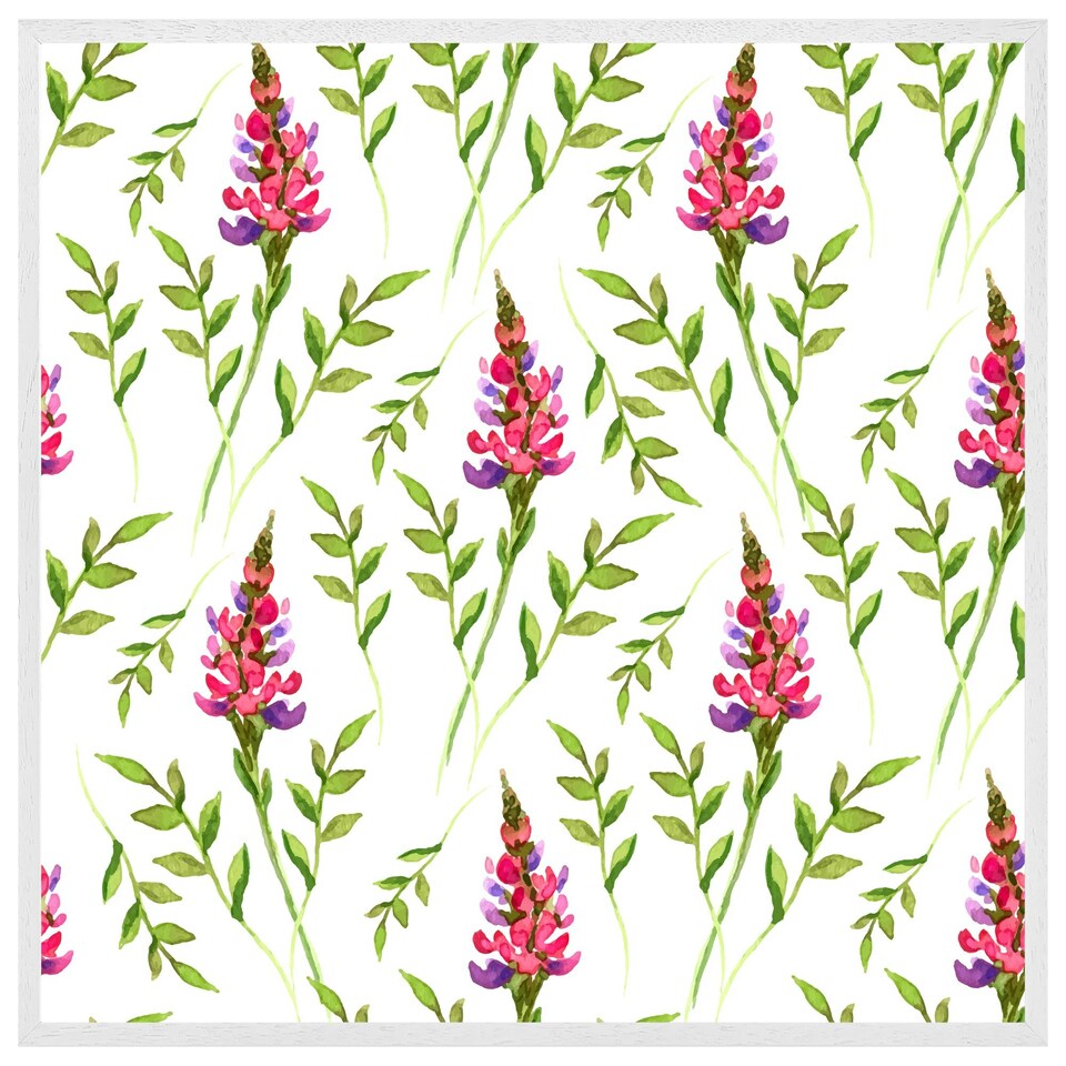 image 1 of Pink & green leaves (Picture Frame) White | XL