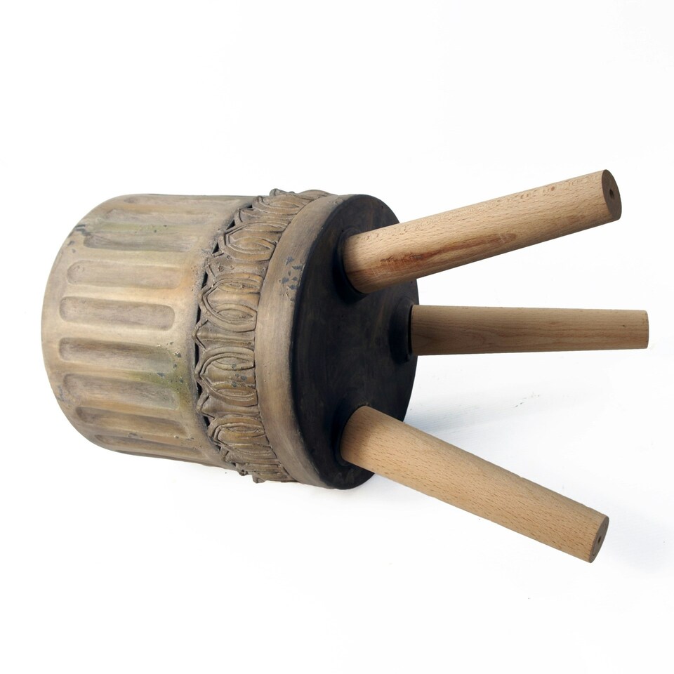 image 1 of Ridged Composite Planter with Stand Brown