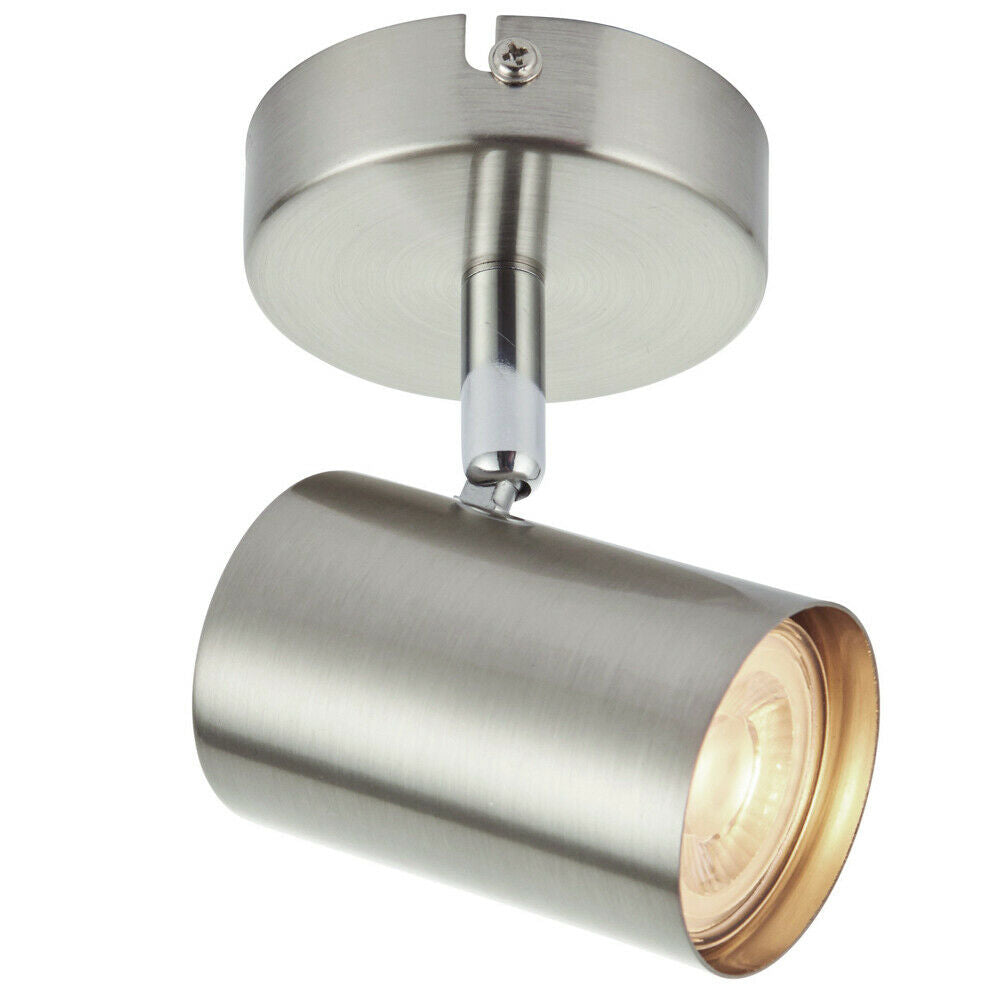 Loops Adjustable Ceiling / Wall Spotlight Satin Chrome Round GU10 Kitchen Downlight