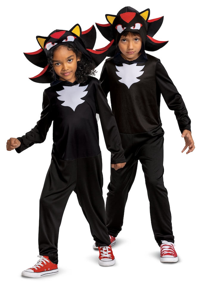 image 1 of Sonic the Hedgehog Shadow Costume – Boys Officially Licensed 2-Piece Fancy Dress Outfit, Black, Ages 3-8