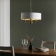 image 4 of Highclere Single Shade Pendant Ceiling Lamp, Antique Brass Plate, Vintage White Fabric