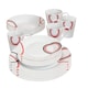 image 1 of 16 Piece Dinner Set Red & Black Pattern Dinnerware Plates Mugs Home