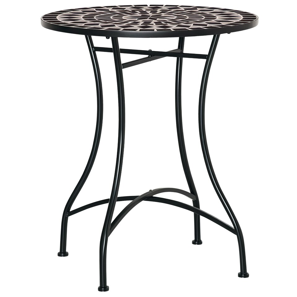 image 1 of Outsunny 60cm Mosaic Round Bistro Table Outdoor Garden Side Table, Green