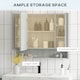 image 3 of kleankin Bathroom Mirror Cabinet, Wall Mounted Storage Cabinet with Adjustable Shelves, 3 Doors and Cupboards, Grey