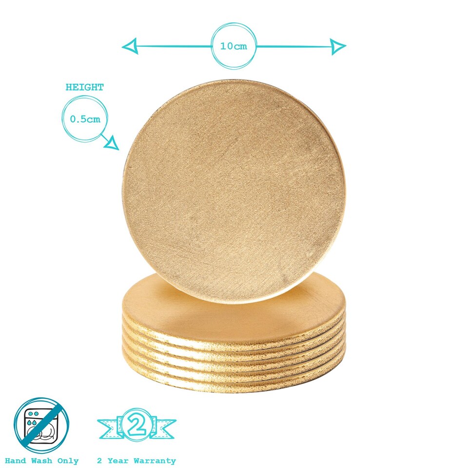 image 1 of Argon Tableware 10cm Metallic Coasters - Blue - Set of 6 - Glossy Reusable Dining Table Setting Round Drink Coaster Mats