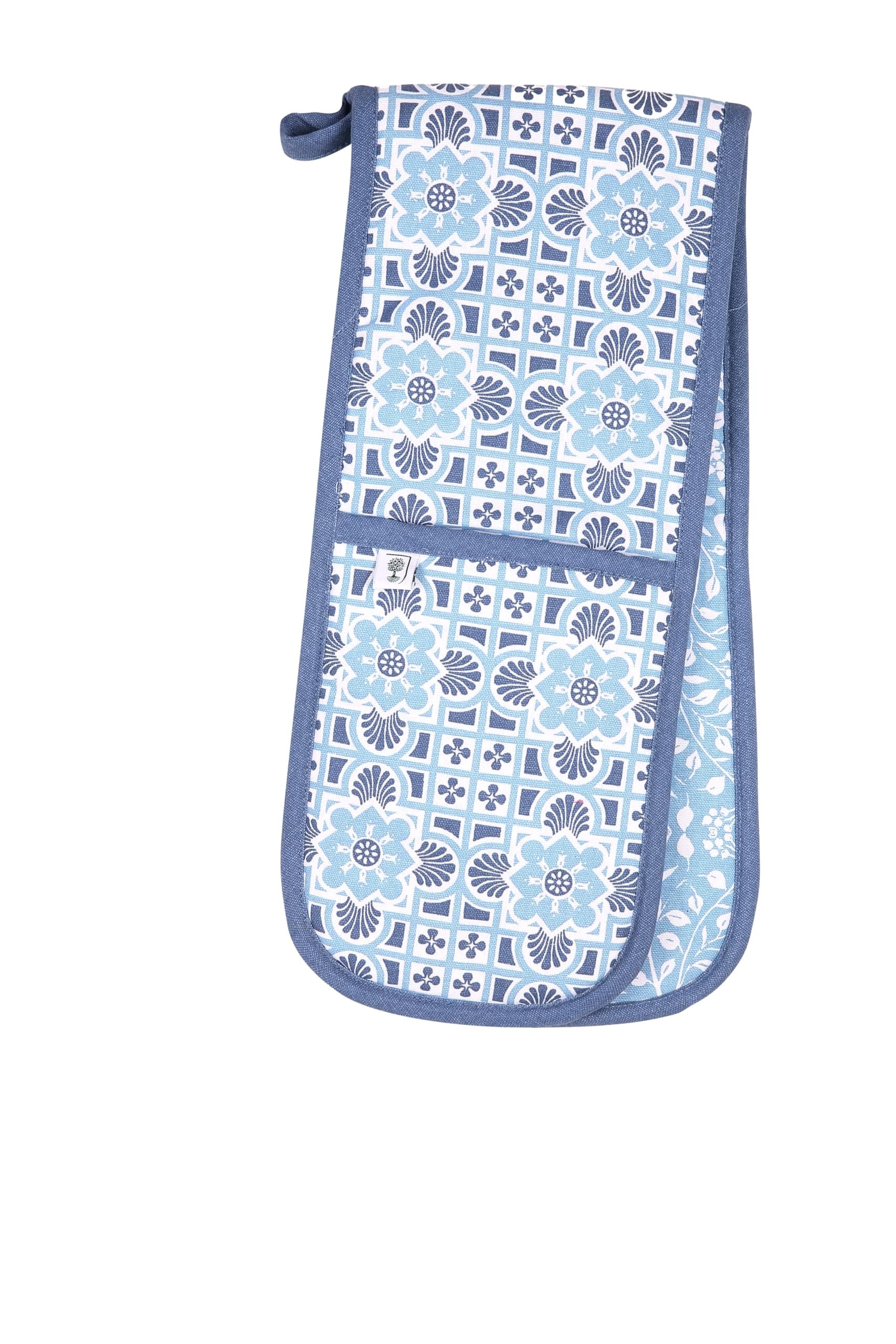 Gertrude Jekyll Organic Cotton Double Oven Gloves - Blue