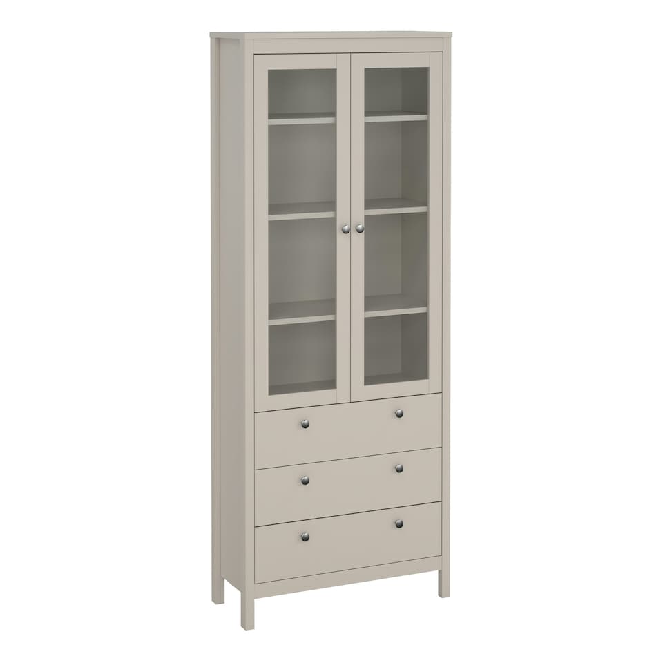 image 1 of Madrid China Cabinet 2 Glass Doors with 3 Drawers in Cashmere N/A