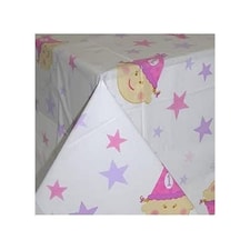 Amscan 1st Birthday Party Table Cover - White/Pink/Purple - One Size