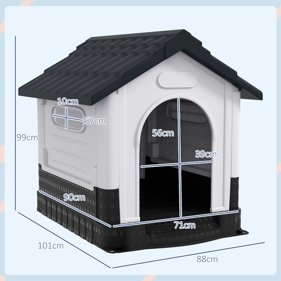 image 1 of PawHut Dog Kennel for Outside, for M and L Dogs, 101 x 88 x 99cm, Grey