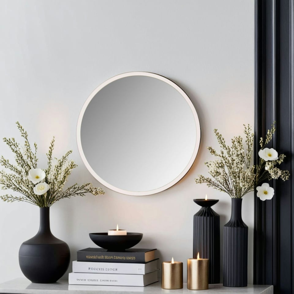 image 1 of Classic Round Contemporary Mirror White White | 50x50x2cm