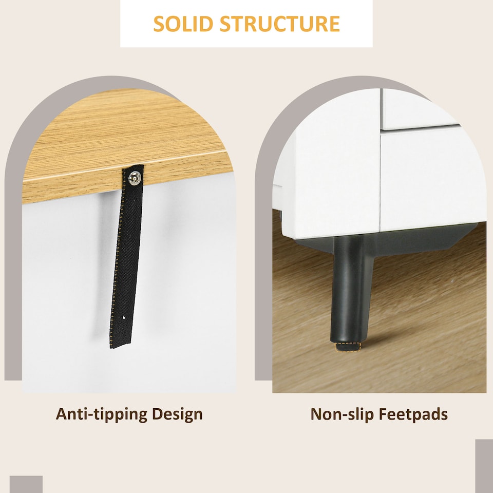 image 1 of HOMCOM Sideboard Storage Cabinet, Modern Kitchen Cupboard with Double Doors and Drawers for Dining Room, Living Room and Entryway, White