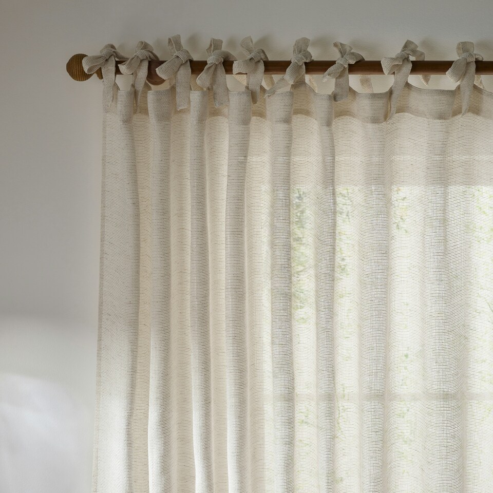 image 1 of Yard Nimbus Sheer Natural Tie Top Curtain Panel 290 x 250 cm Multi