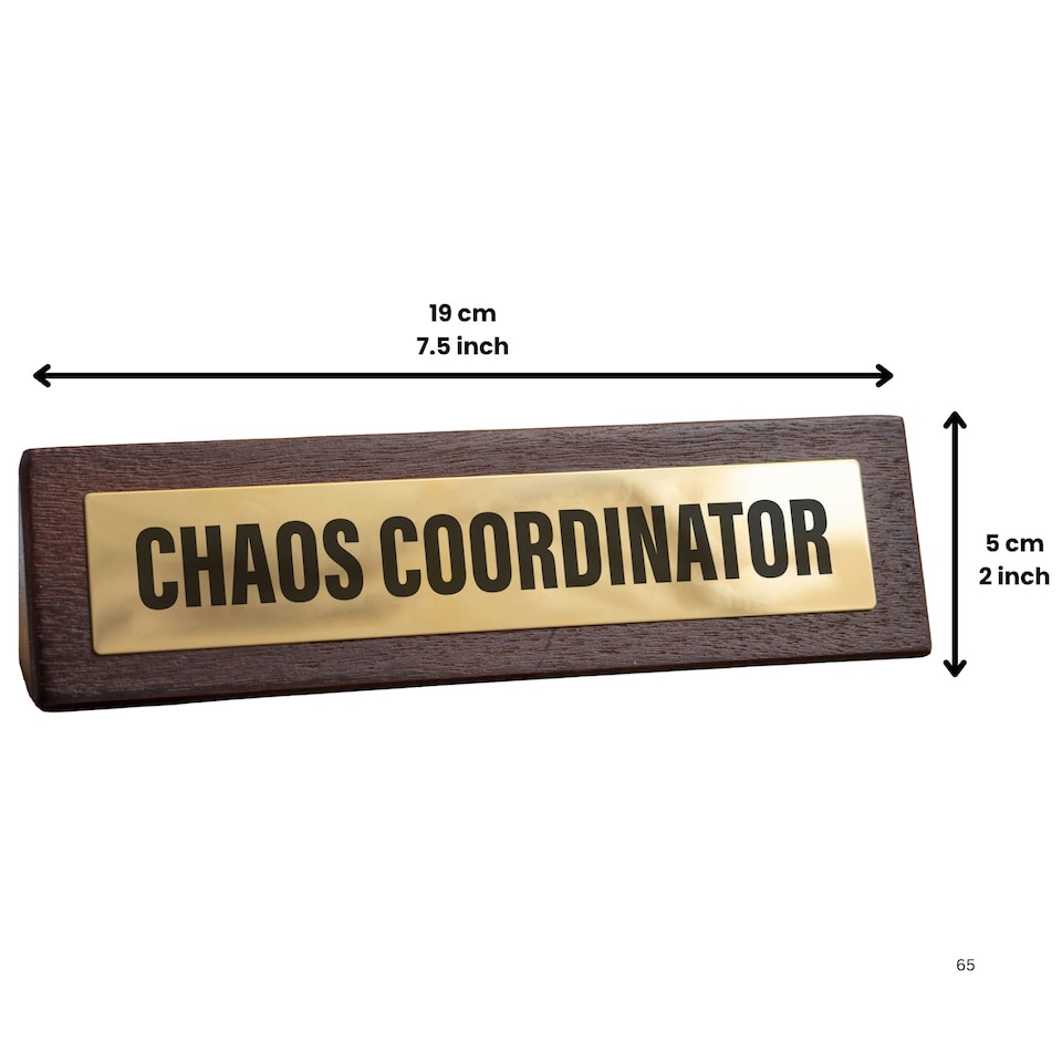 image 1 of Wooden Desk Sign - Chaos Coordinator