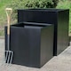 image 3 of Primrose Large Black Stone Composite Cube Outdoor Garden Planter 78cm