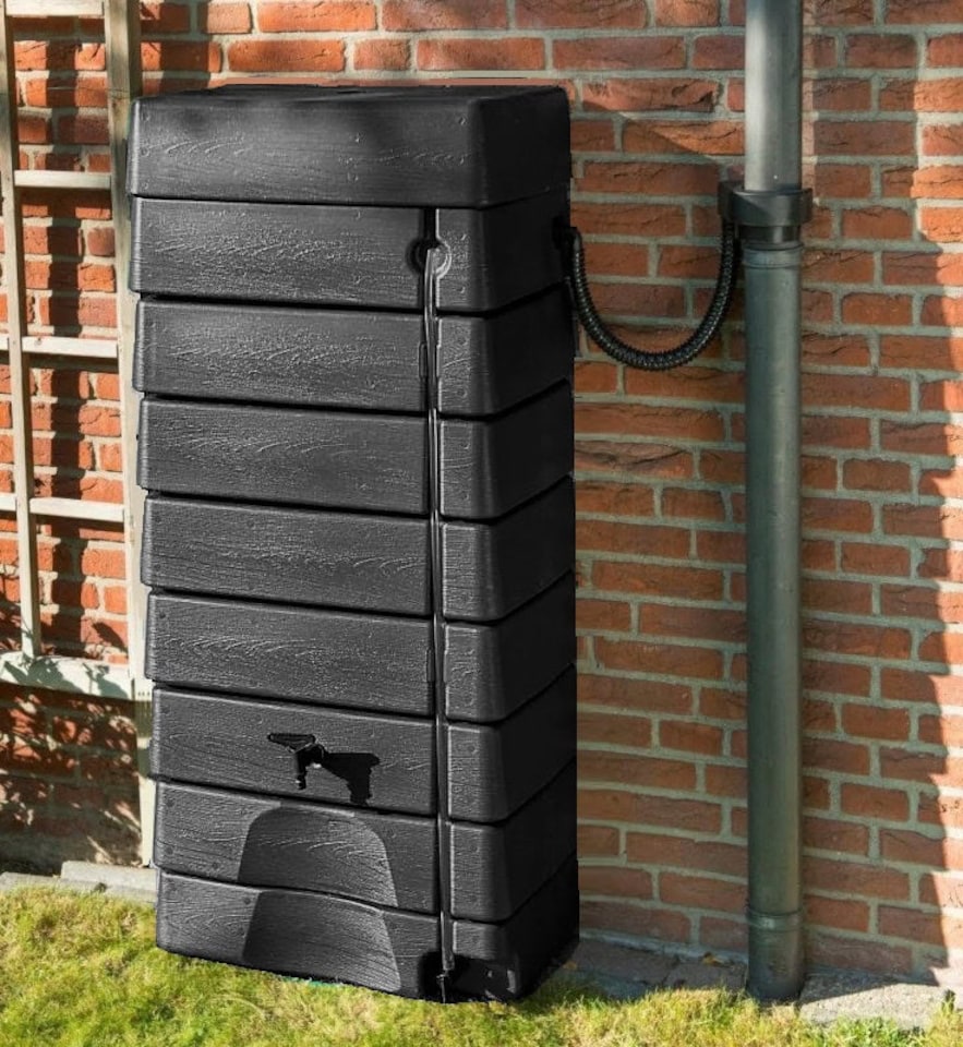 image 1 of 276 Litre Black Wall Tank with Rain Trap Downpipe Connector | Black | Black | 276 Litre | 1