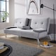 image 2 of Double Sofa Bed Folding Chair Armrests Grey Crushed Velvet Metal Legs Couch