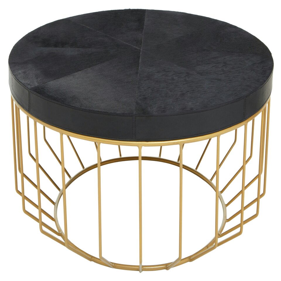 image 1 of Kensington Townhouse Hair On Hide Round Coffee Table Black