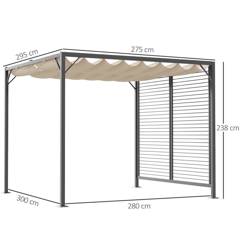 image 1 of Outsunny 2.8 x 3m Metal Outdoor Pergola with Retractable Roof, Outdoor Gazebo Canopy Shelter with Grommet Holes for Garden, Patio, Lawn, Beige