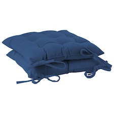 Harbour Housewares Square Garden Chair Seat Cushions - Navy - Pack of 2 | Blue | Navy