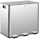 image 1 of HOMCOM Triple Kitchen Bin, 3 x 15L Pedal Bin, Stainless Steel Three Rubbish Bin with Removable Inner Buckets, Soft Close Lid, Fingerprint-Proof for Recycling and Waste, Silver Tone | Silver | 1