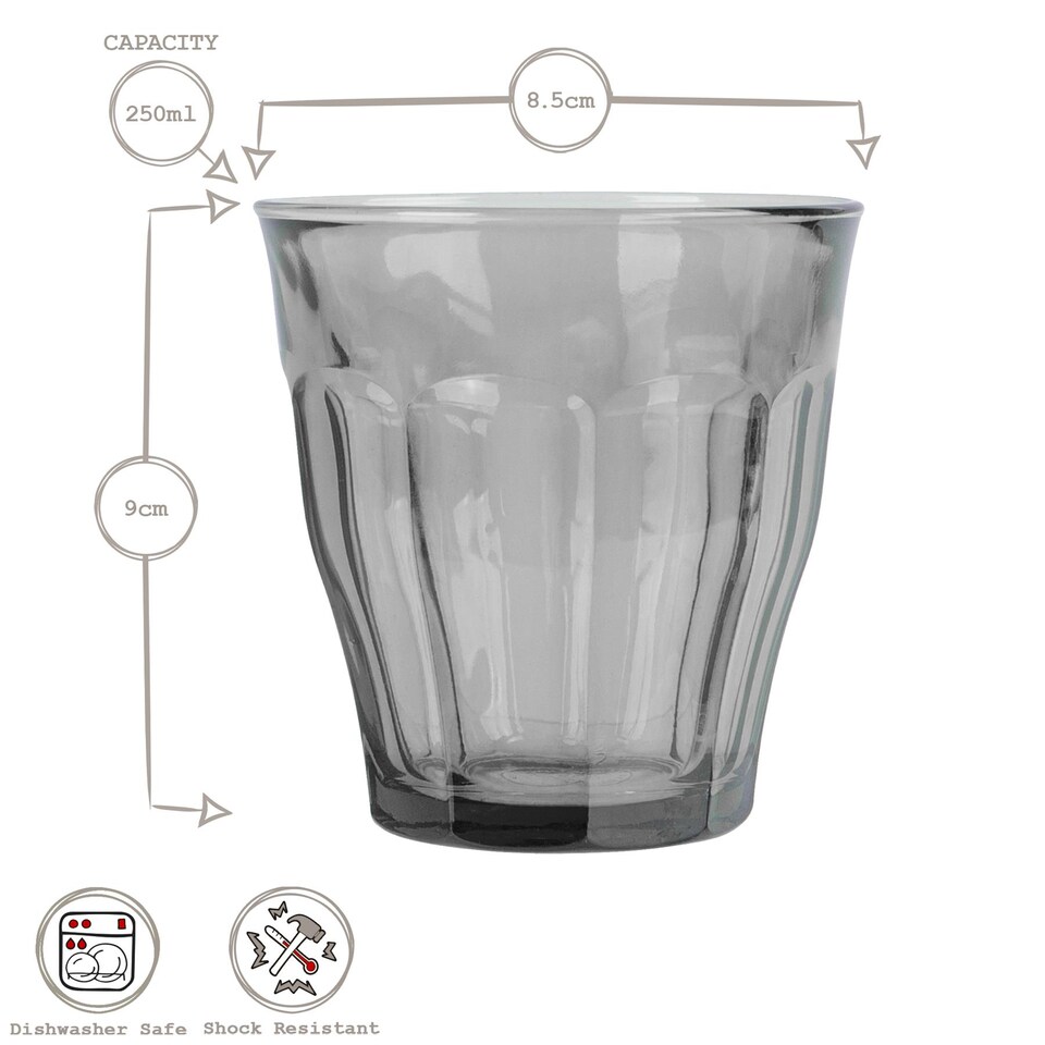 image 1 of Duralex 12pc Picardie Highball Glasses & Tumblers Set - Grey | Grey | Grey