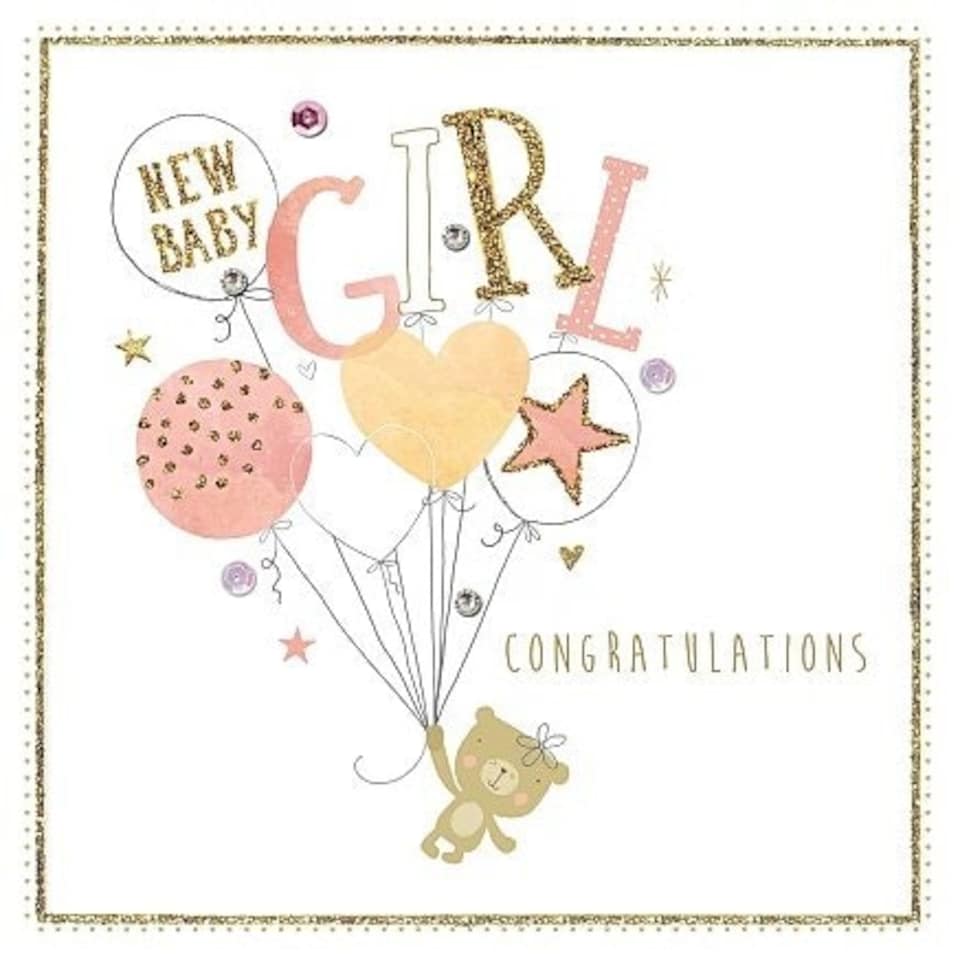 image 1 of New Born Baby Girl Birth Congratulations Handmade Morello Hotchpotch Greetings Card (DNE)