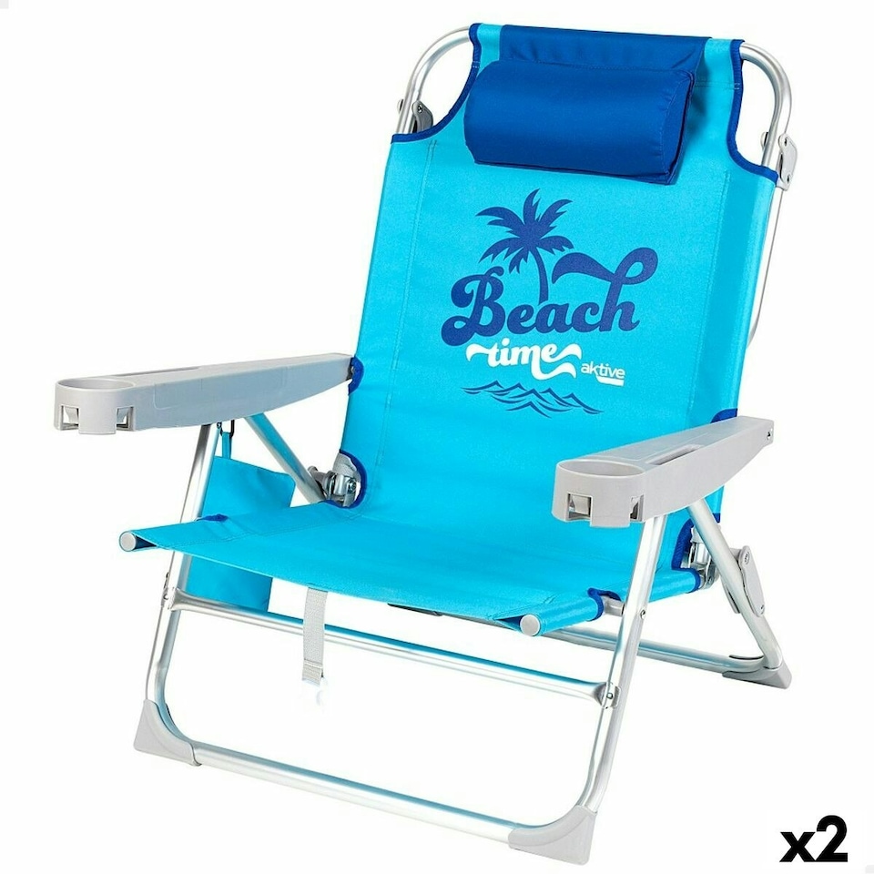 image 1 of Beach Chair Aktive Foldable Blue 53 x 80 x 58 cm (2 Units) N/A
