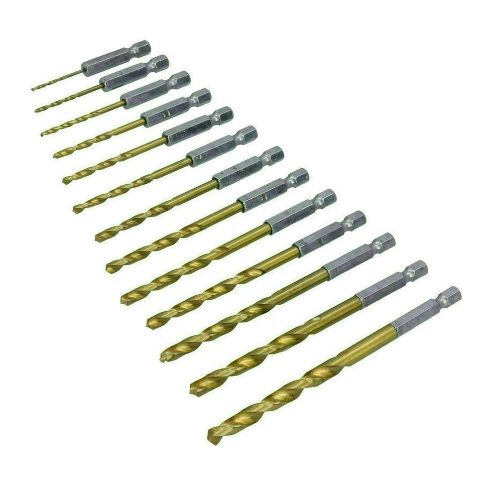 image 1 of Metric Titanium Drill Bit Set With 1/4" Hex Shank 1.5 - 6.5mm 13pc