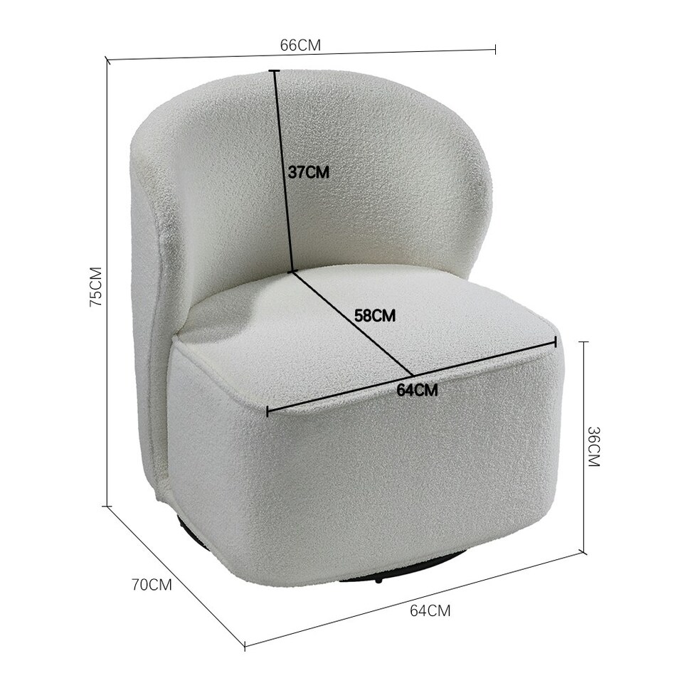 image 1 of Living and Home Chic Upholstered Swivel Chair - White